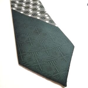 Vintage Liebert Green Pattern Tie Extra Wide Office Corporate Teacher